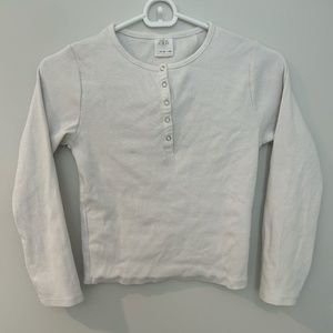 Zara White Ribbed Long Sleeve